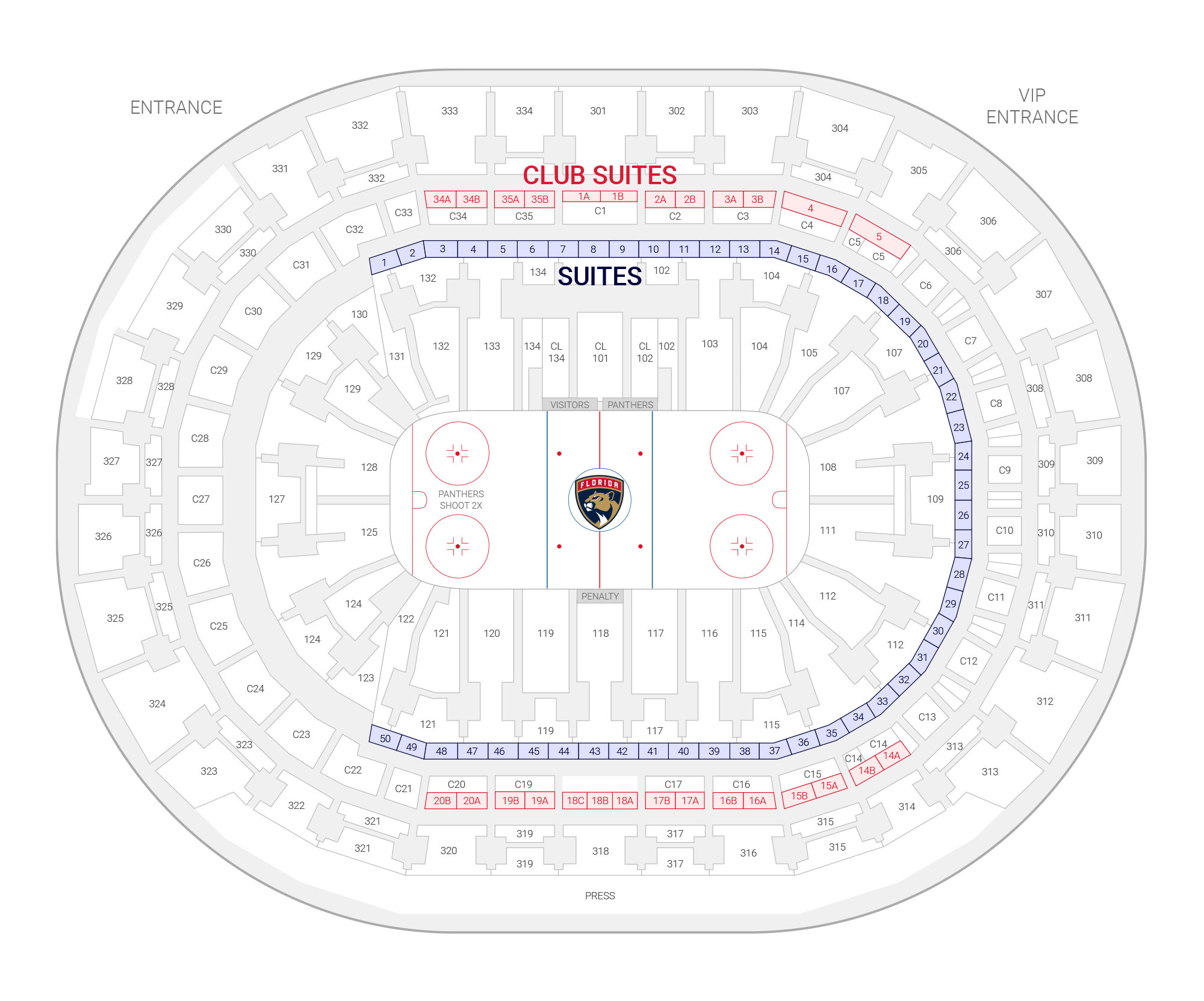 Amerant Bank Arena Suite Map and Seating Chart